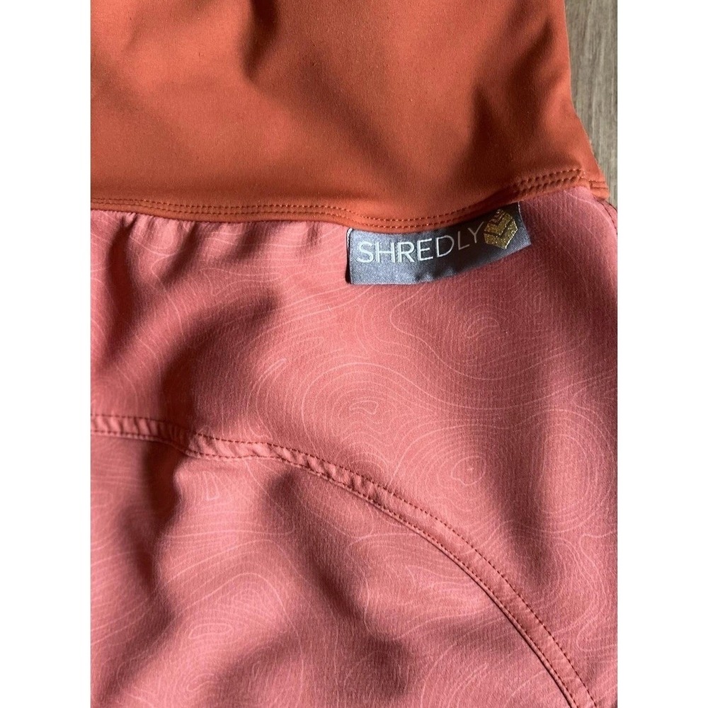 Shredly Cycling Shorts Womens 2 Pink Geometric Elastic Waist MTB Trail Pockets - Picture 4 of 4